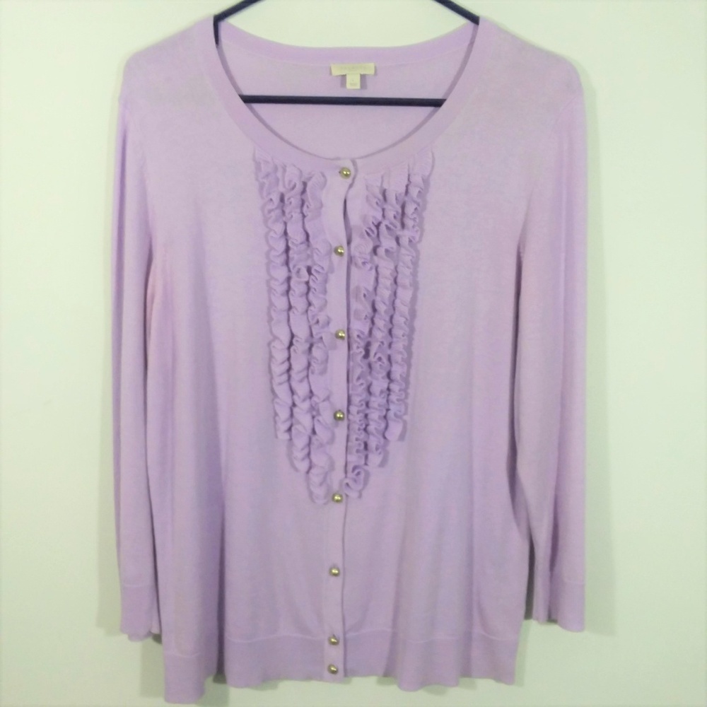 Talbots ruffled sweater purple Large